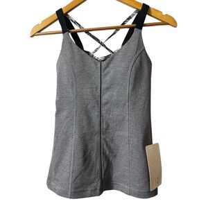 Lululemon Hot To Street Tank top Heathered Slate strappy back size 4 new